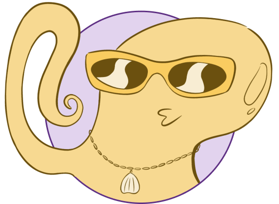 Colorful icon of an octopus wearing sunglasses pursing its mouth.